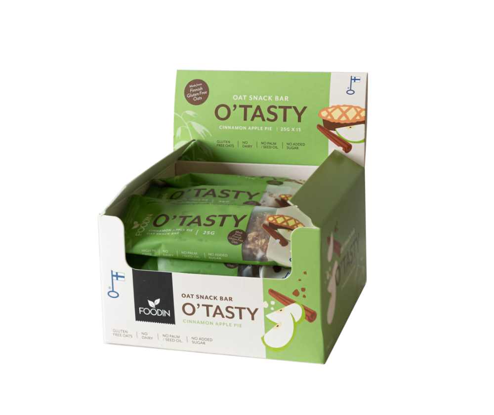 15 kpl Foodin O`Tasty Oat Bar, 25&nbsp;g, Cinnamon Apple Pie