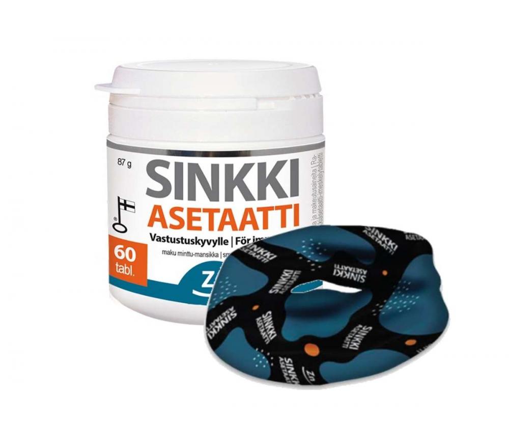 Vitabalans Sinkki Asetaatti 60 tabl. + tuubihuivi