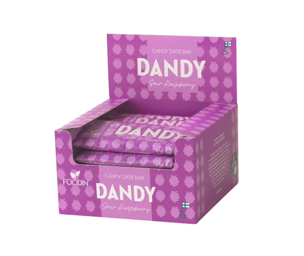 18 kpl Foodin Dandy Candy Date Bar, 35&nbsp;g, Sour Raspberry