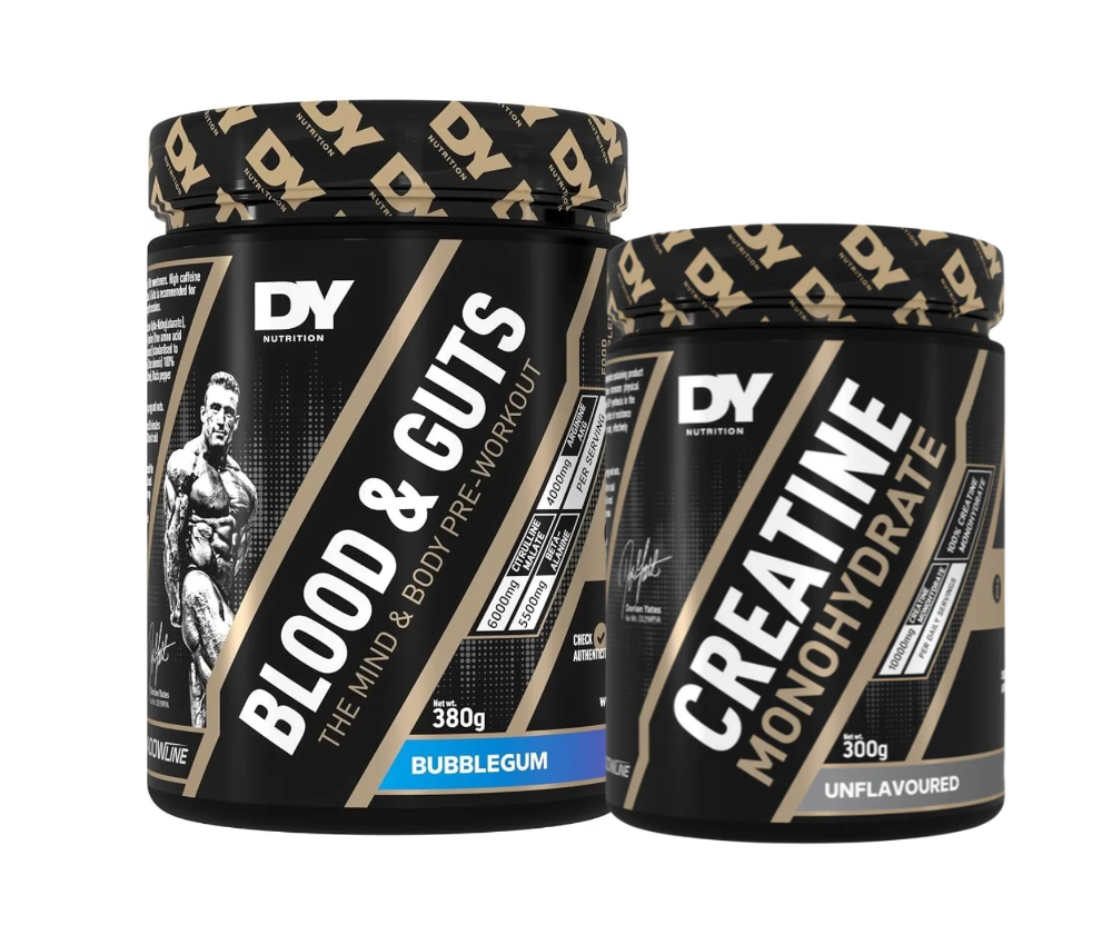 DY Nutrition Blood & Guts PWO, 380&nbsp;g + ilmainen kreatiini! (300&nbsp;g)
