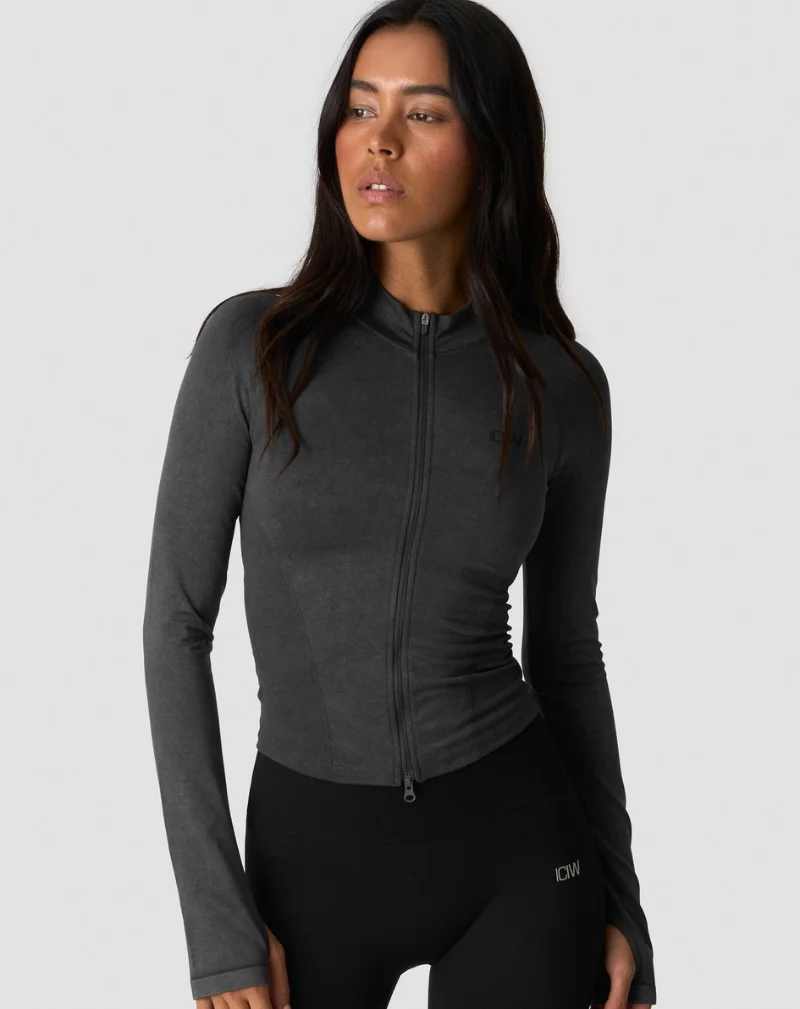 ICIW Sculpt Seamless 2-Way Zip (Poistotuote), Stone Wash Black