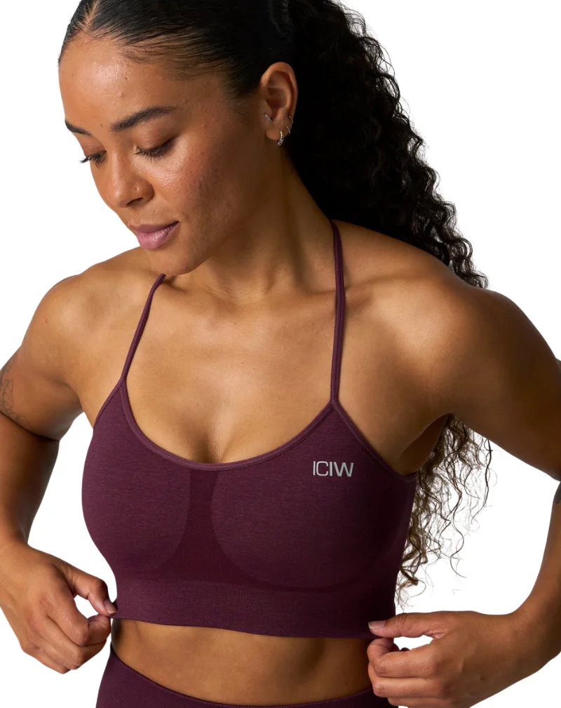 ICIW Shape Seamless Strappy Sports Bra, Dark Mahogany Melange