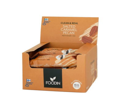 12 kpl Foodin Clean & Real Protein Bar, 55&nbsp;g, Salted Caramel Pecan