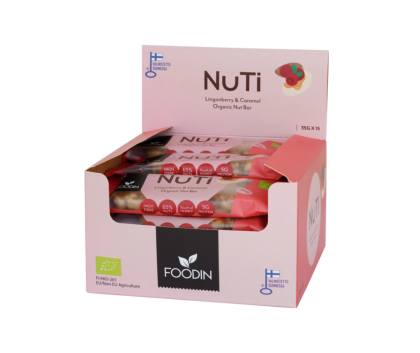 15 kpl Foodin NUTI, 35&nbsp;g, Lingonberry & Caramel