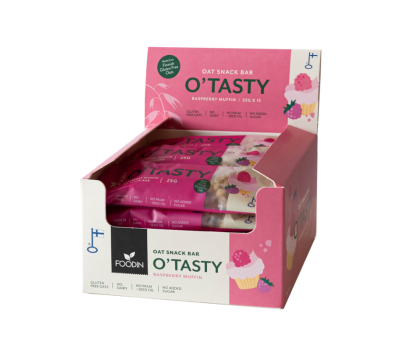 15 kpl Foodin O`Tasty Oat Bar, 25&nbsp;g, Raspberry Muffin