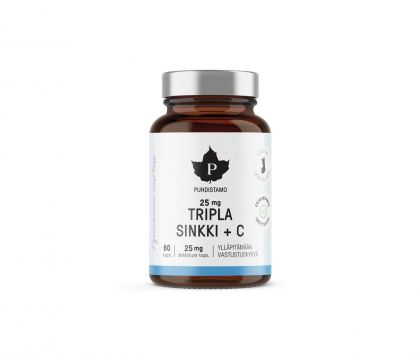 Puhdistamo Tripla Sinkki + C, 25 mg, 60 kaps.