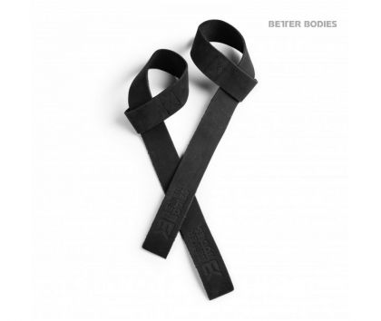 BETTER BODIES Leather Lifting Straps, Black