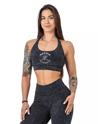 NEBBIA Washed Medium-Support Sports Bra GOLDEN AGE 778, Black (Poistotuote)