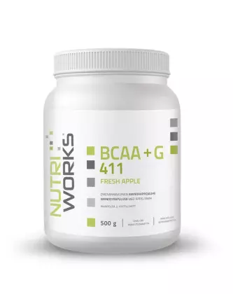 Nutri Works BCAA+G 411, 500&nbsp;g, Fresh Apple