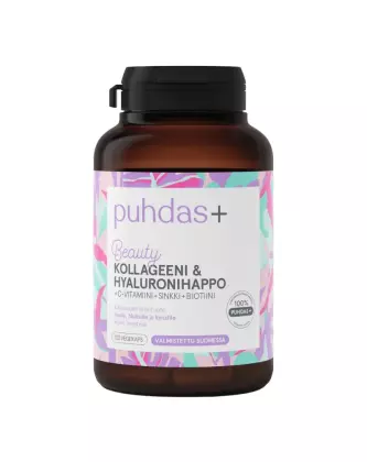 Puhdas+ Beauty Kollageeni & Hyaluronihappo + C-vitamiini, 120 + 30 kaps