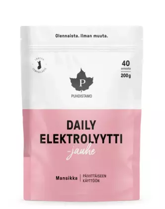 Puhdistamo Daily Elektrolyyttijauhe, 200&nbsp;g, Mansikka