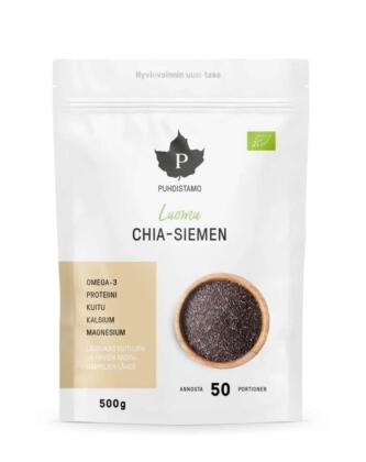 Puhdistamo Luomu Chia-Siemen, 500&nbsp;g