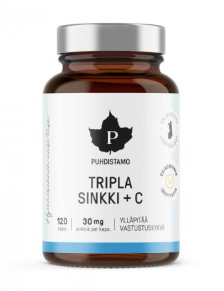 Puhdistamo Tripla Sinkki + C, 25 mg, 120 kaps.