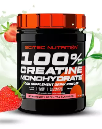 SCITEC 100 % Creatine Monohydrate, Flavoured, 300&nbsp;g, Strawberry - Green Tea