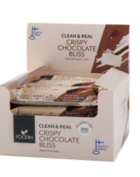 12 kpl Foodin Clean & Real Protein Bar, 55&nbsp;g, Crispy Chocolate Bliss