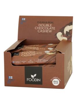 12 kpl Foodin Clean & Real Protein Bar, 55&nbsp;g, Double Chocolate Cashew