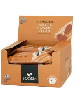 12 kpl Foodin Clean & Real Protein Bar, 55&nbsp;g, Salted Caramel Pecan