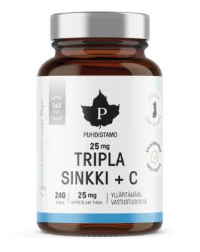 Puhdistamo Tripla Sinkki + C, 25 mg, 240 kaps.