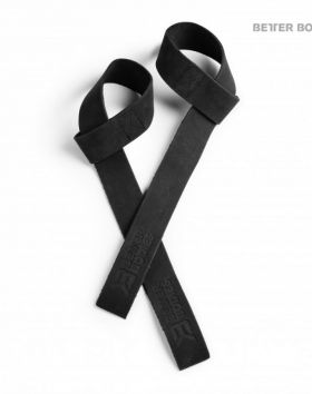 BETTER BODIES Leather Lifting Straps, Black
