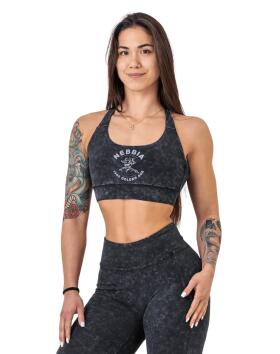 NEBBIA Washed Medium-Support Sports Bra GOLDEN AGE 778, Black (Poistotuote)