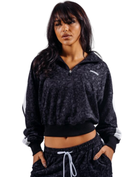NEBBIA Half-Zip Leopard Sweatshirt PRIMAL 866, Black Leopard