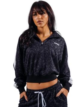 NEBBIA Half-Zip Leopard Sweatshirt PRIMAL 866, Black Leopard