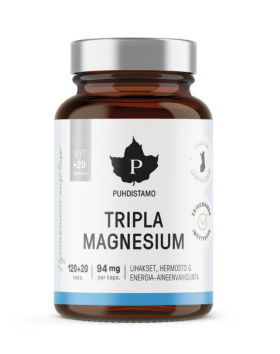 Puhdistamo Tripla Magnesium, 120+20 kaps. (Kampanjakoko)