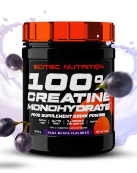 SCITEC 100 % Creatine Monohydrate, Flavoured, 300&nbsp;g, Blue Grapes