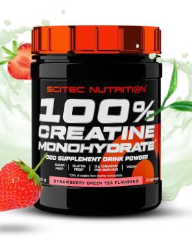 SCITEC 100 % Creatine Monohydrate, Flavoured, 300&nbsp;g, Strawberry - Green Tea