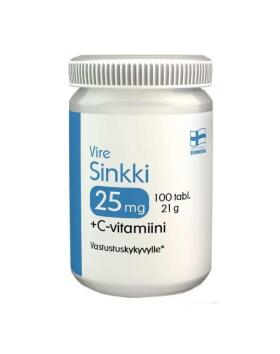 Vire Sinkki 25 mg + C-vitamiini, 100 tabl.
